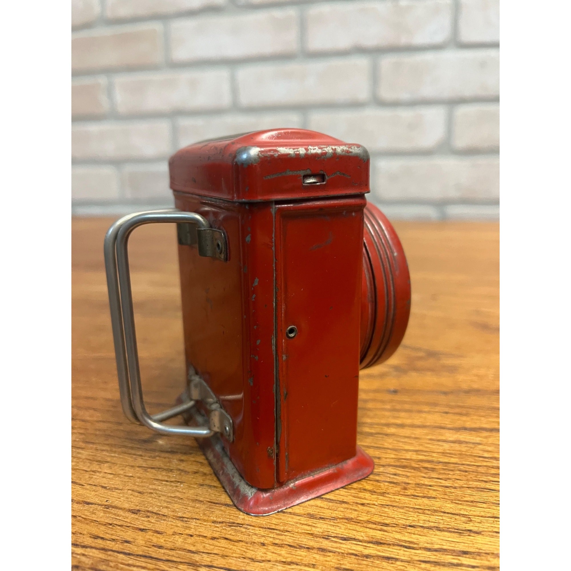 Vintage 1933 Trail Blazer Child's Tin Lamp Lantern Flashlight Belt Clip - Works