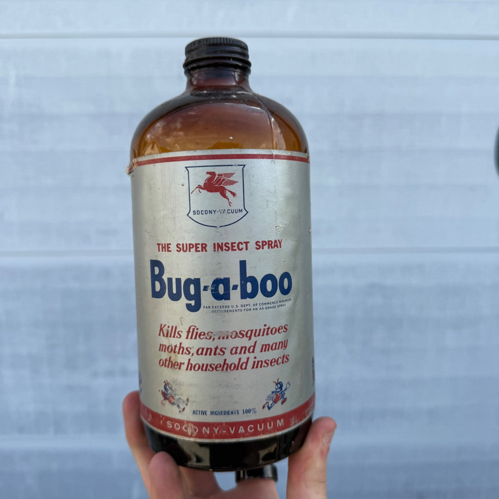 Original Vintage 1950s Socony-Vacuum Bug-a-boo Insect Spray 1 Quart Bottle