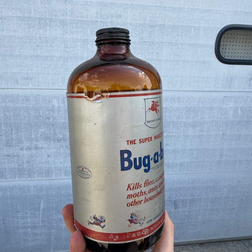 Original Vintage 1950s Socony-Vacuum Bug-a-boo Insect Spray 1 Quart Bottle