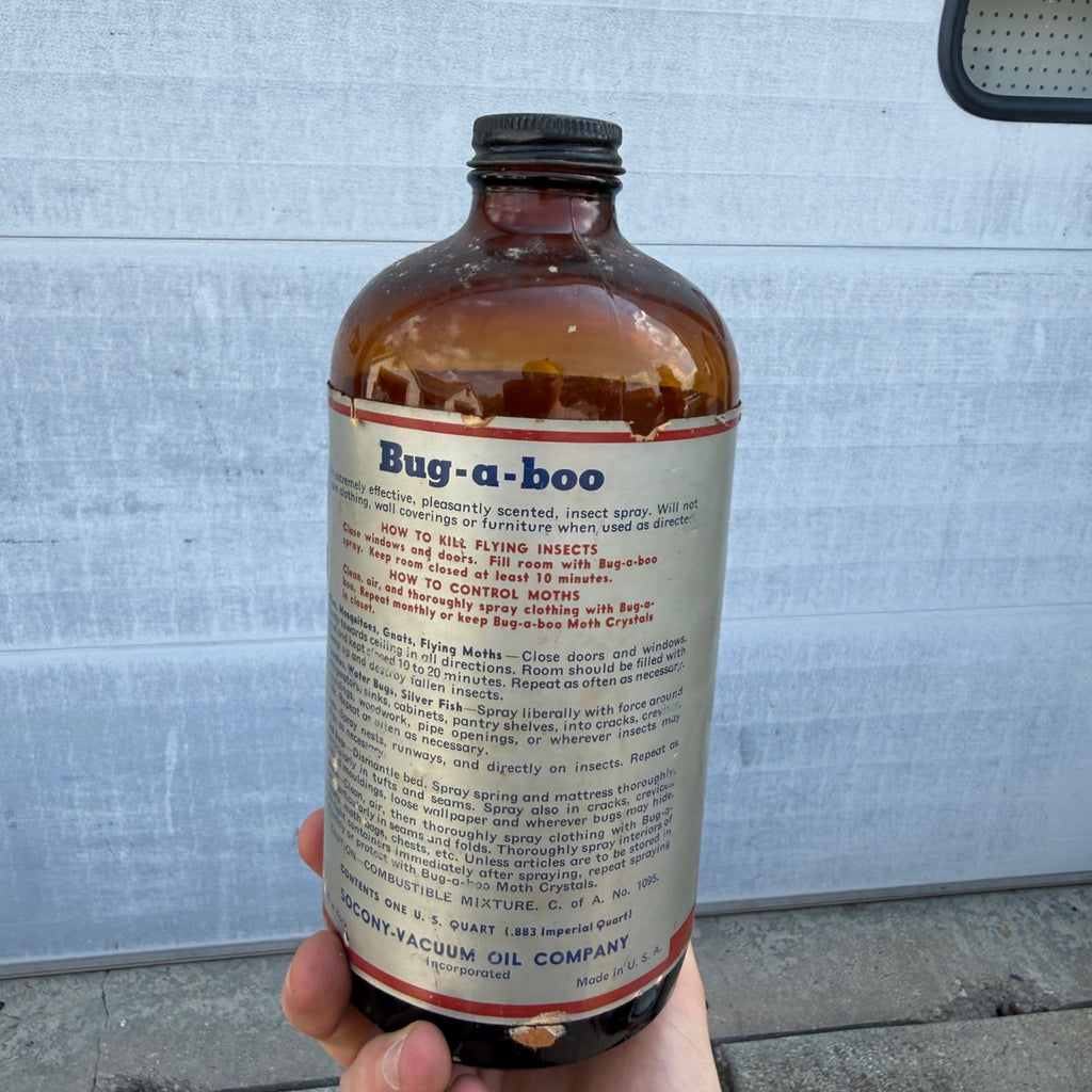 Original Vintage 1950s Socony-Vacuum Bug-a-boo Insect Spray 1 Quart Bottle