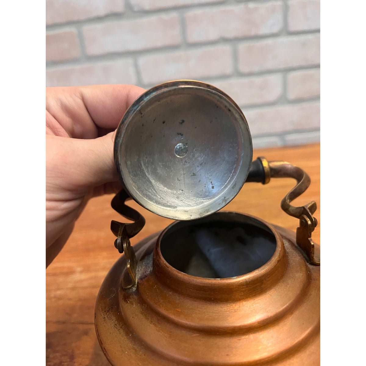 Antique 19th Century Copper Tea Kettle Teapot Hand Engraved Floral Victorian Primitive