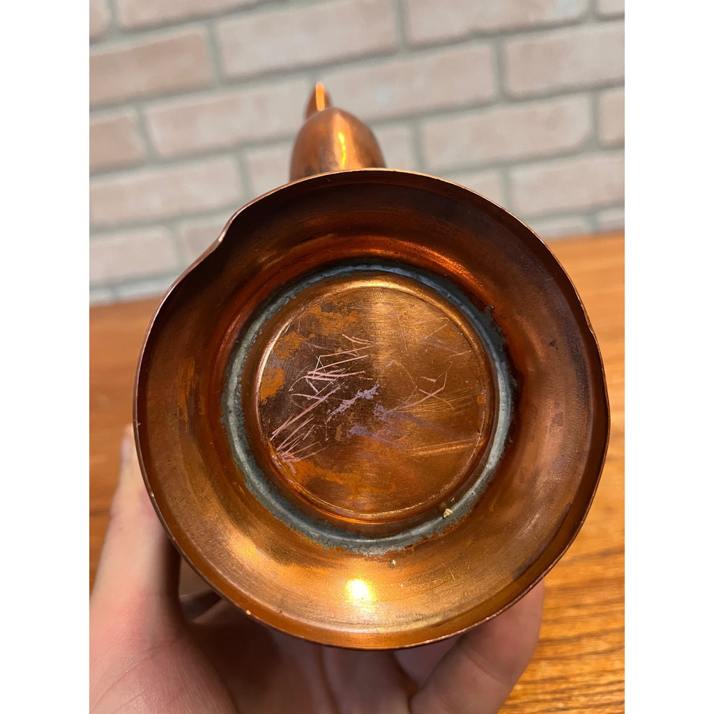 Antique 19th Century Copper Tea Kettle Teapot Hand Engraved Floral Victorian Primitive