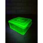 Vintage Anchor Hocking Refrigerator Covered Dish Green Depression Uranium Glass Glows