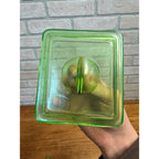 Vintage Anchor Hocking Refrigerator Covered Dish Green Depression Uranium Glass Glows