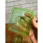 Vintage Anchor Hocking Refrigerator Covered Dish Green Depression Uranium Glass Glows