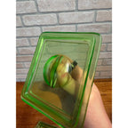 Vintage Anchor Hocking Refrigerator Covered Dish Green Depression Uranium Glass Glows