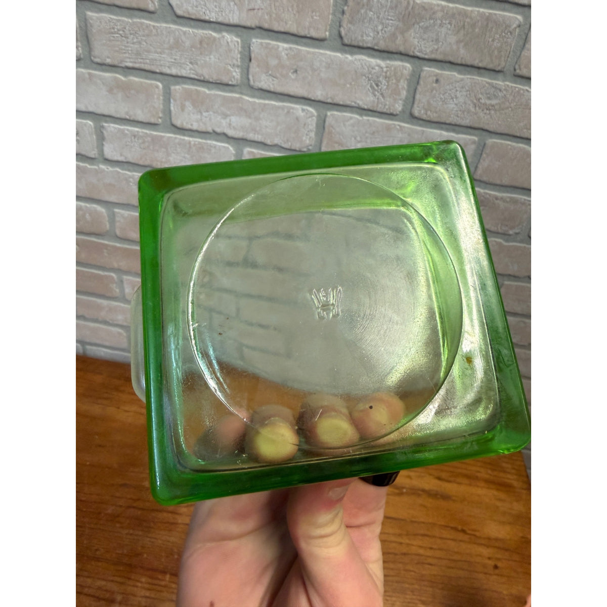 Vintage Anchor Hocking Refrigerator Covered Dish Green Depression Uranium Glass Glows