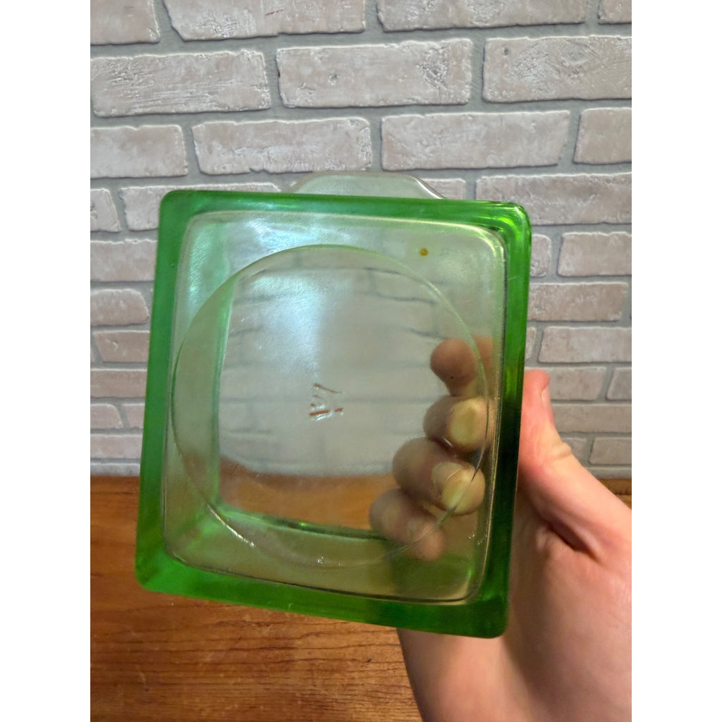 Vintage Anchor Hocking Refrigerator Covered Dish Green Depression Uranium Glass Glows