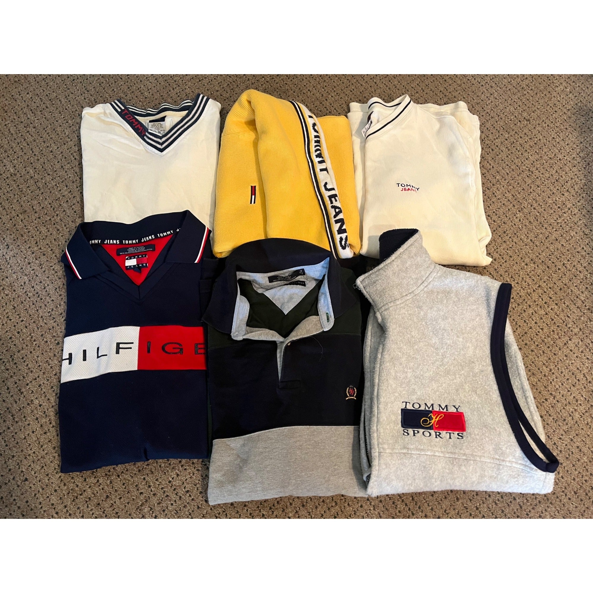 Vintage Tommy Hilfiger Jeans Retro Y2K Men's XL Shirts Lot Long Sleeve ++