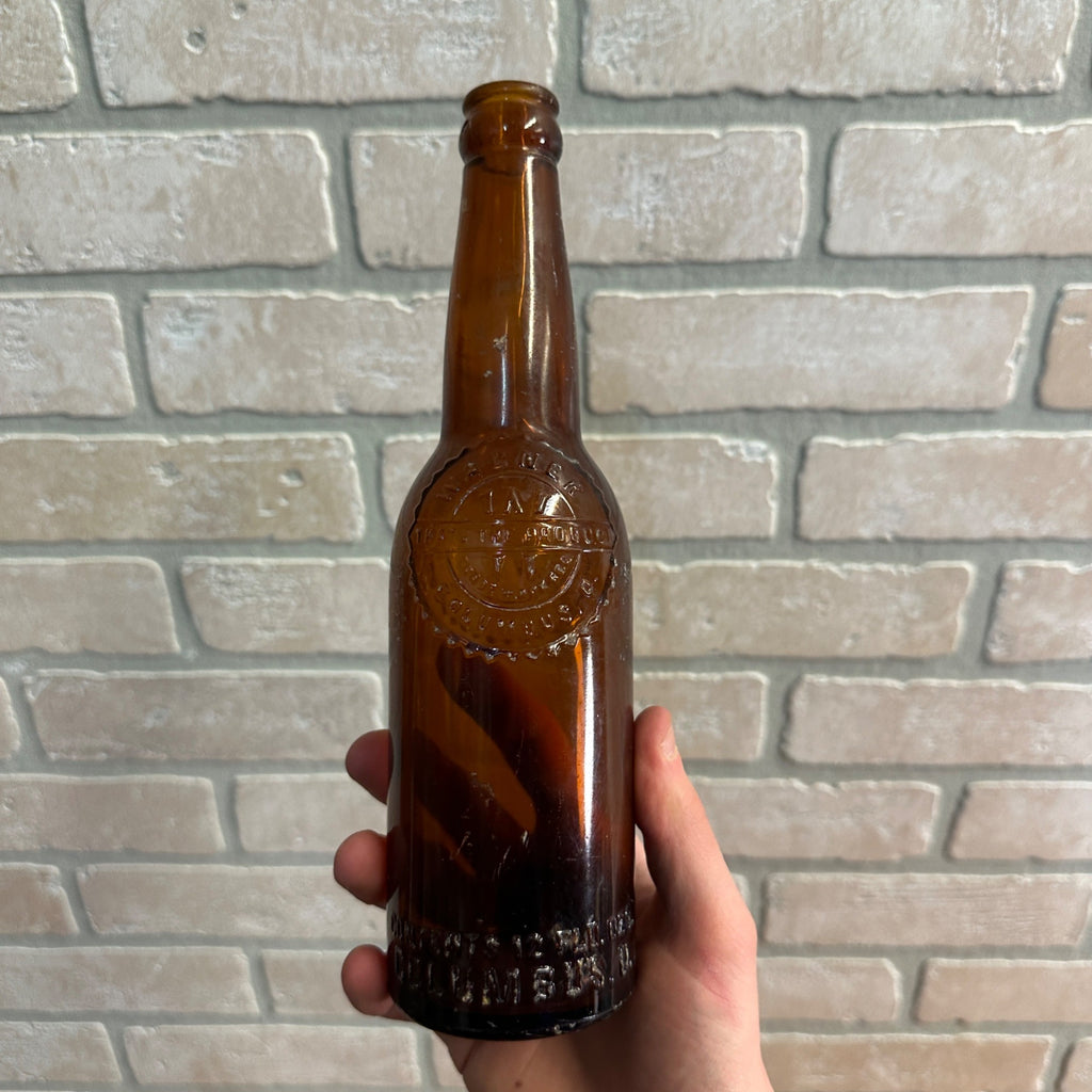 Antique August Wagner Beer Bottle Amber Columbus Ohio 12 Fl Oz