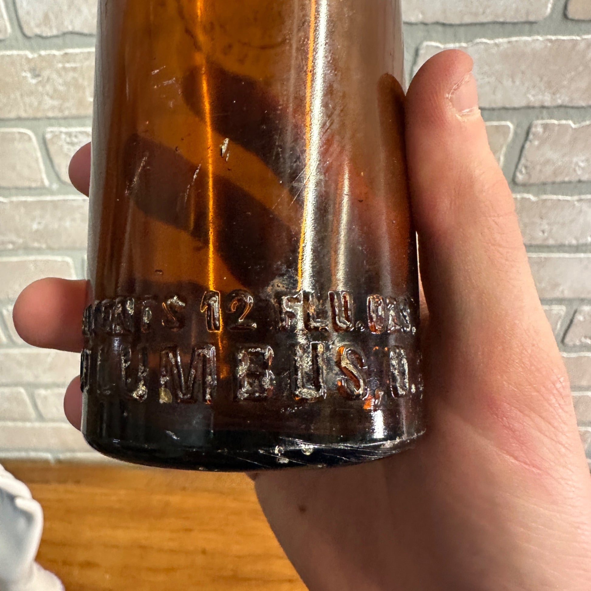 Antique August Wagner Beer Bottle Amber Columbus Ohio 12 Fl Oz