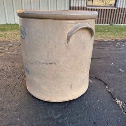 RARE Antique 19th Century J. Pech & Sons 20 Gallon Stoneware Crock Macomb ILL