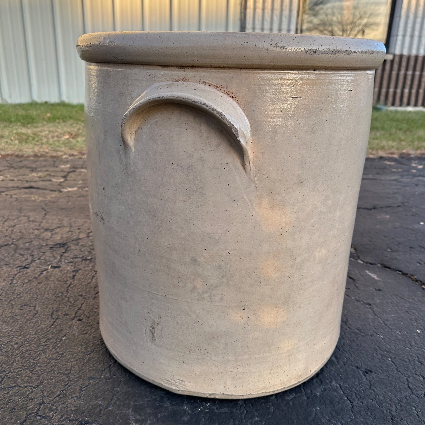 RARE Antique 19th Century J. Pech & Sons 20 Gallon Stoneware Crock Macomb ILL