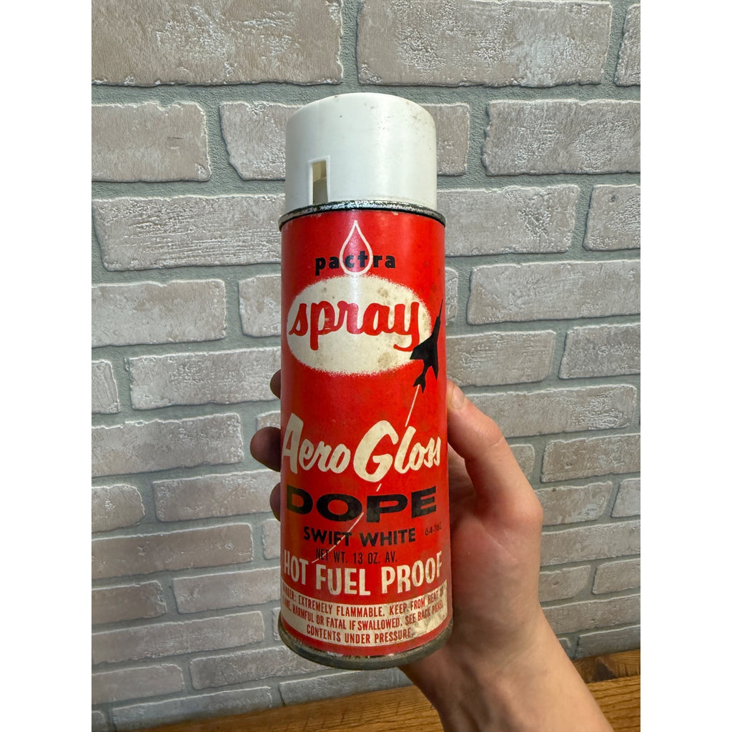 Vintage 1960s Pactra Spray Aero Gloss Dope Hot Fuel Space Age - White