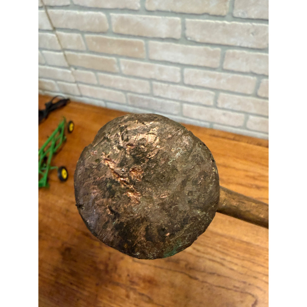 Antique Solid Brass Hammer Mallet & Wood Handle 3lb 8oz