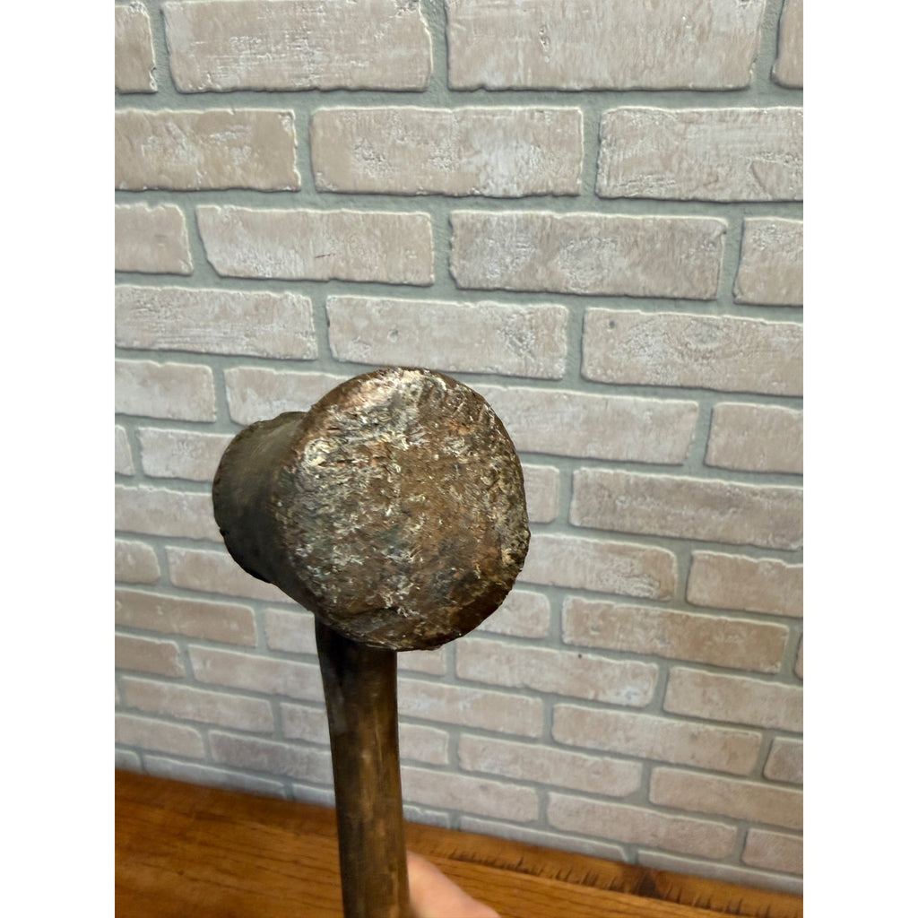 Antique Solid Brass Hammer Mallet & Wood Handle 3lb 8oz