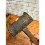 Antique Solid Brass Hammer Mallet & Wood Handle 3lb 8oz