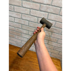 Antique Solid Brass Hammer Mallet & Wood Handle 3lb 8oz