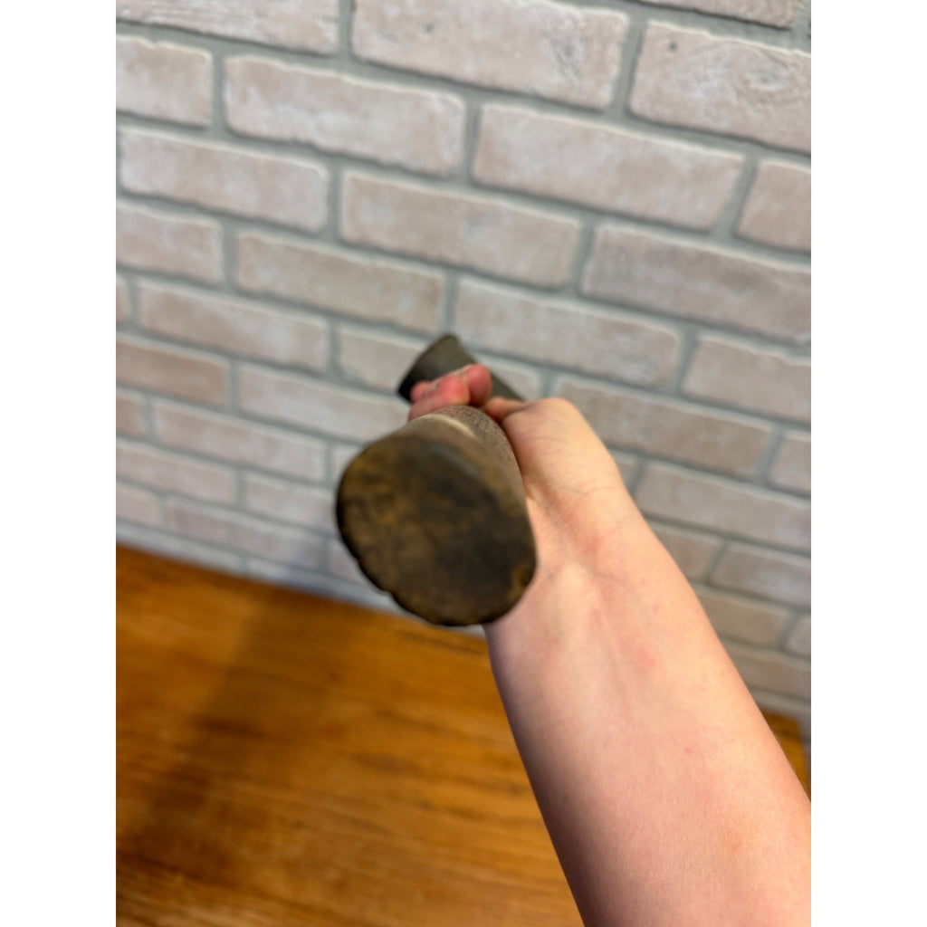Antique Solid Brass Hammer Mallet & Wood Handle 3lb 8oz
