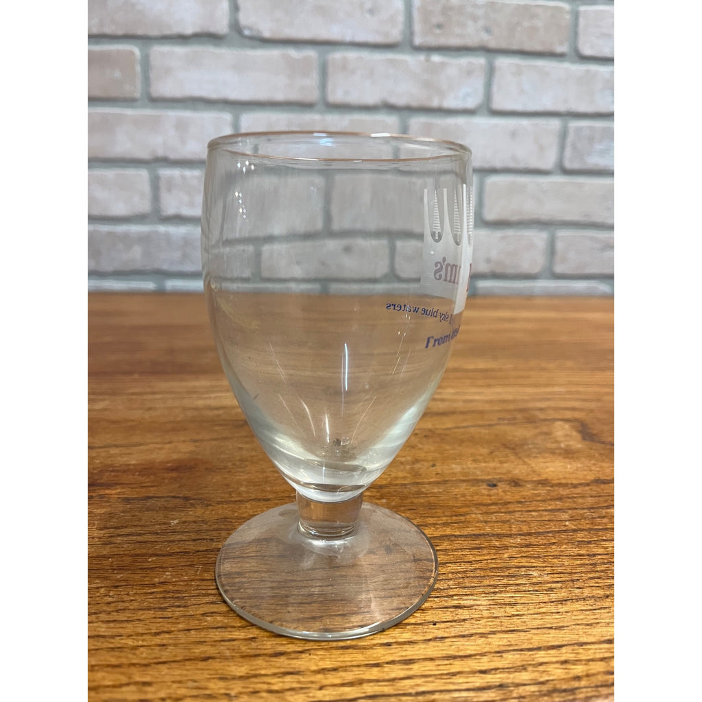Vintage Hamm's Beer Stemmed Glass Land of Sky Blue Water 5-1/4"