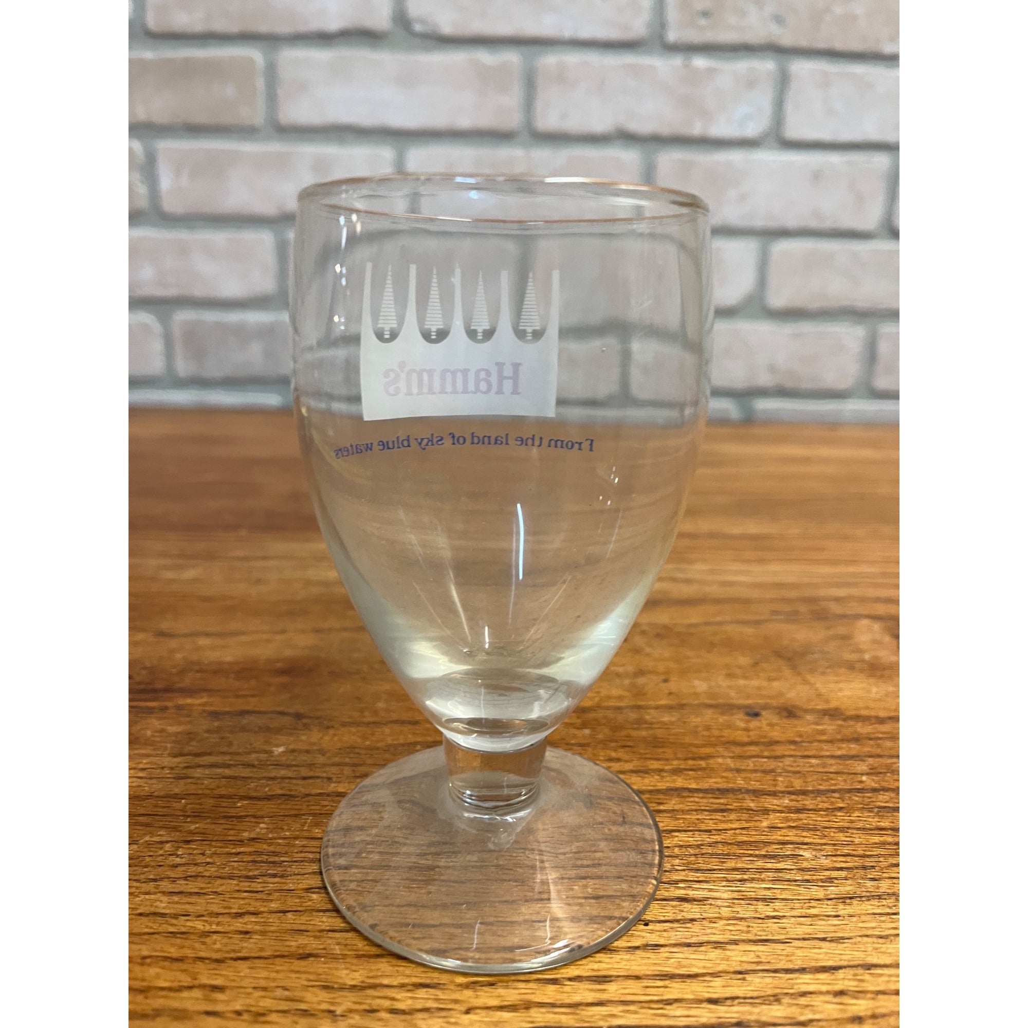 Vintage Hamm's Beer Stemmed Glass Land of Sky Blue Water 5-1/4"