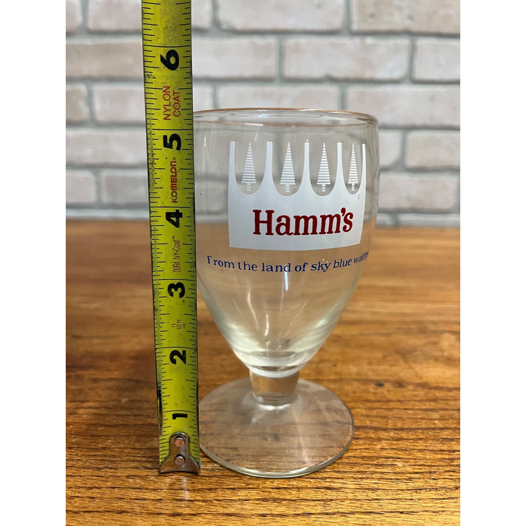 Vintage Hamm's Beer Stemmed Glass Land of Sky Blue Water 5-1/4"