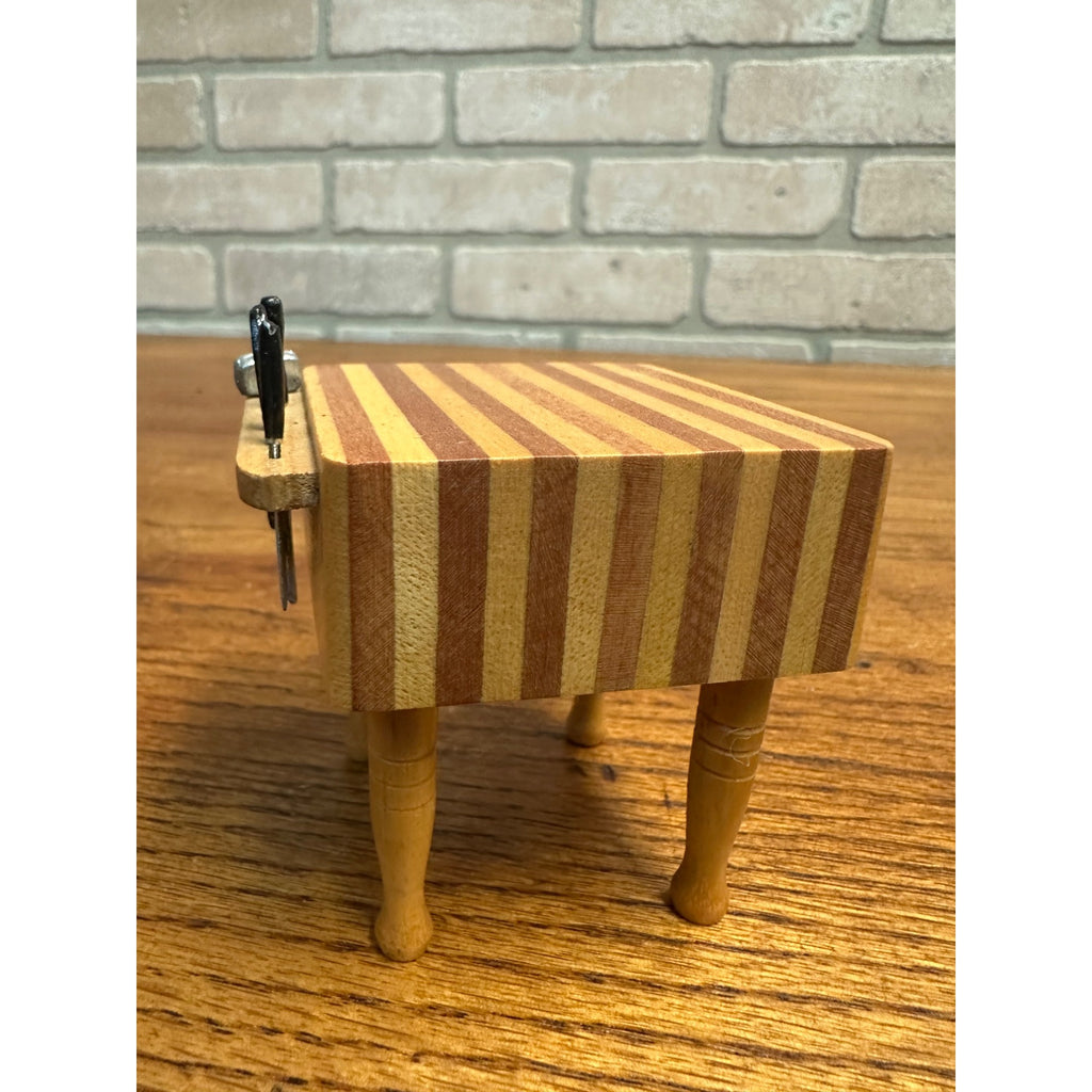 Vintage Dollhouse Miniatures 1:12 Butcher Block Table w/ Knives - Handicraft Designs