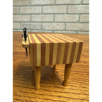 Vintage Dollhouse Miniatures 1:12 Butcher Block Table w/ Knives - Handicraft Designs
