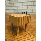 Vintage Dollhouse Miniatures 1:12 Butcher Block Table w/ Knives - Handicraft Designs