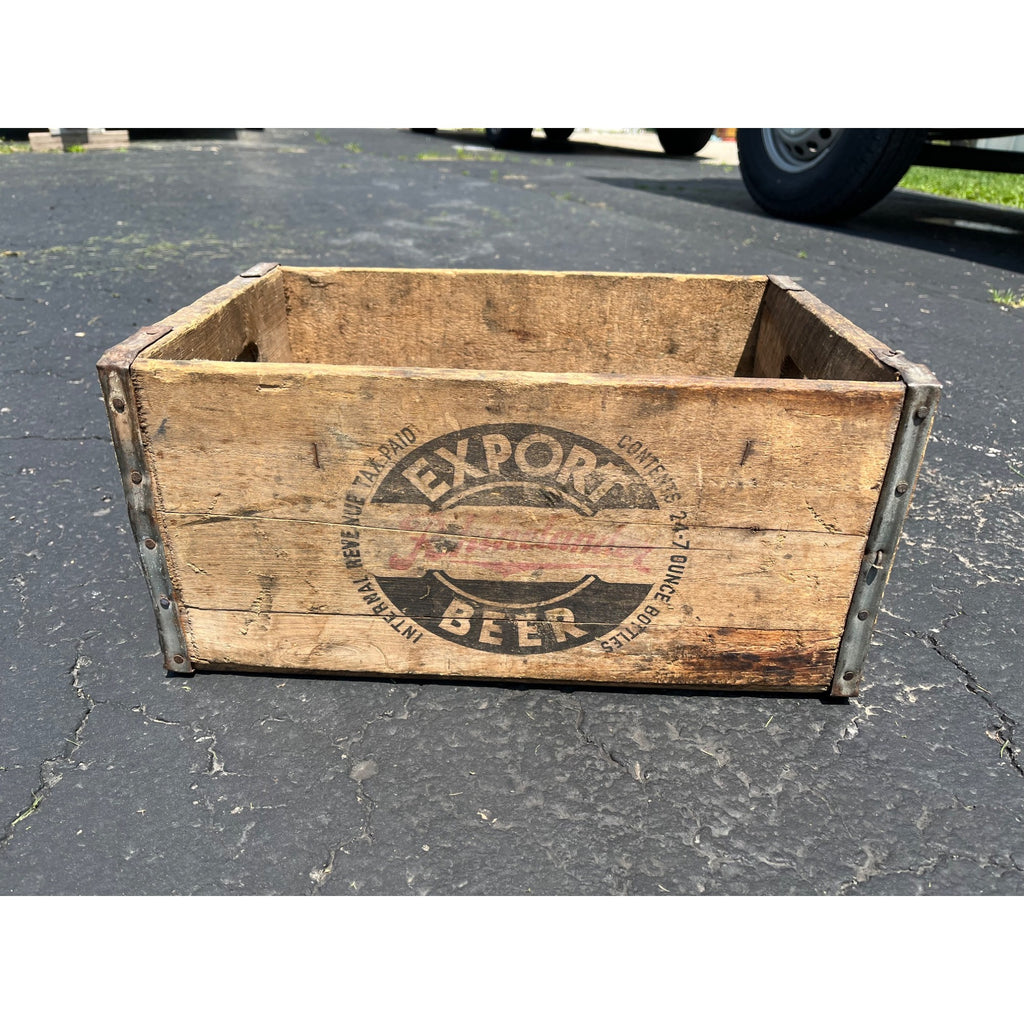 Vintage Rhinelander Export Beer Wooden Crate Case Wisconsin Wis IRTP Bottles