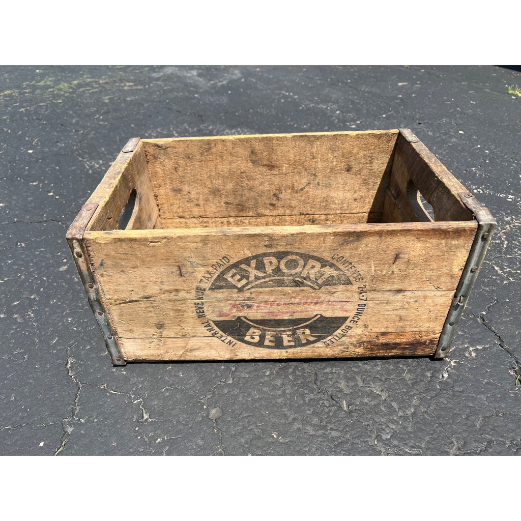 Vintage Rhinelander Export Beer Wooden Crate Case Wisconsin Wis IRTP Bottles