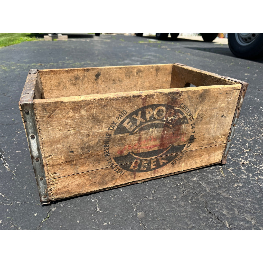Vintage Rhinelander Export Beer Wooden Crate Case Wisconsin Wis IRTP Bottles