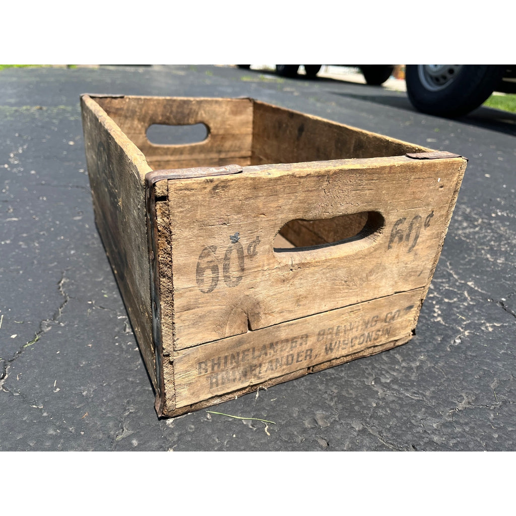 Vintage Rhinelander Export Beer Wooden Crate Case Wisconsin Wis IRTP Bottles