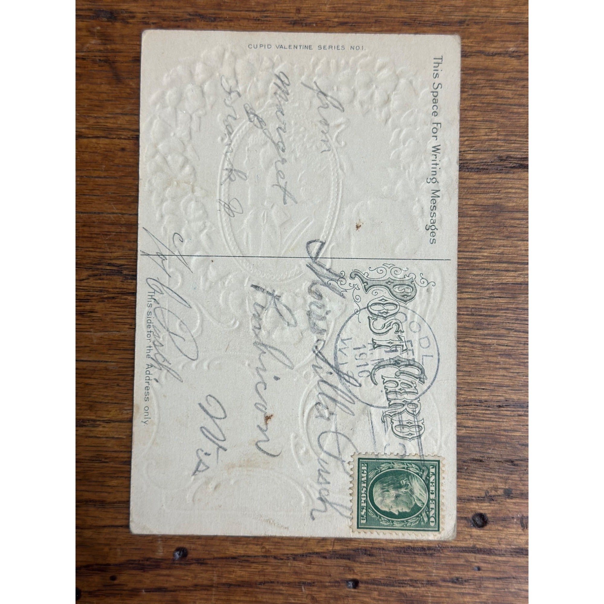 Valentine's Day Postcard Pansy Victorian Portrait Cupid Valentine Series 1