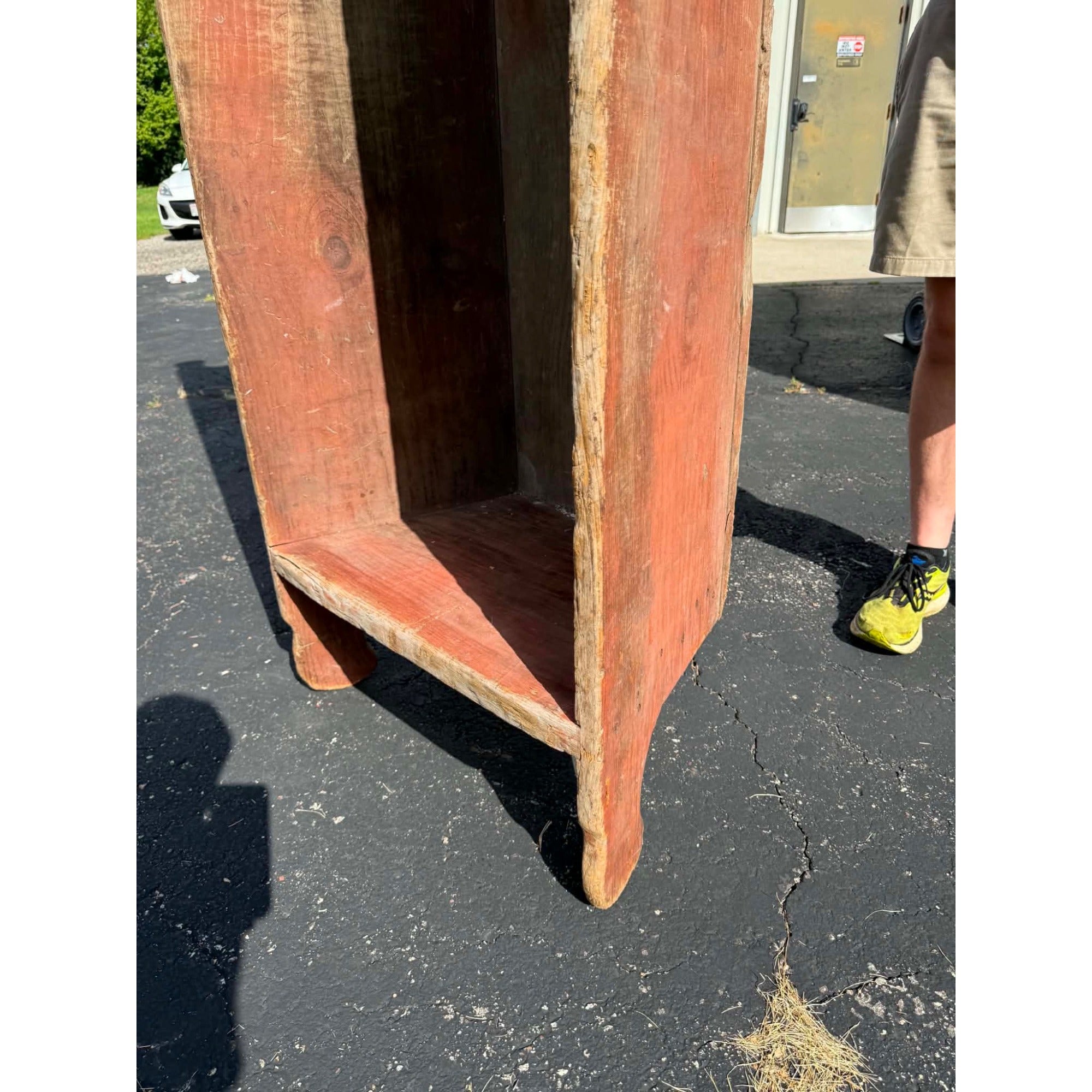 Antique Primitive 19th c. Farm Feed / Grain Trough Bin Original Red Paint Planter Display