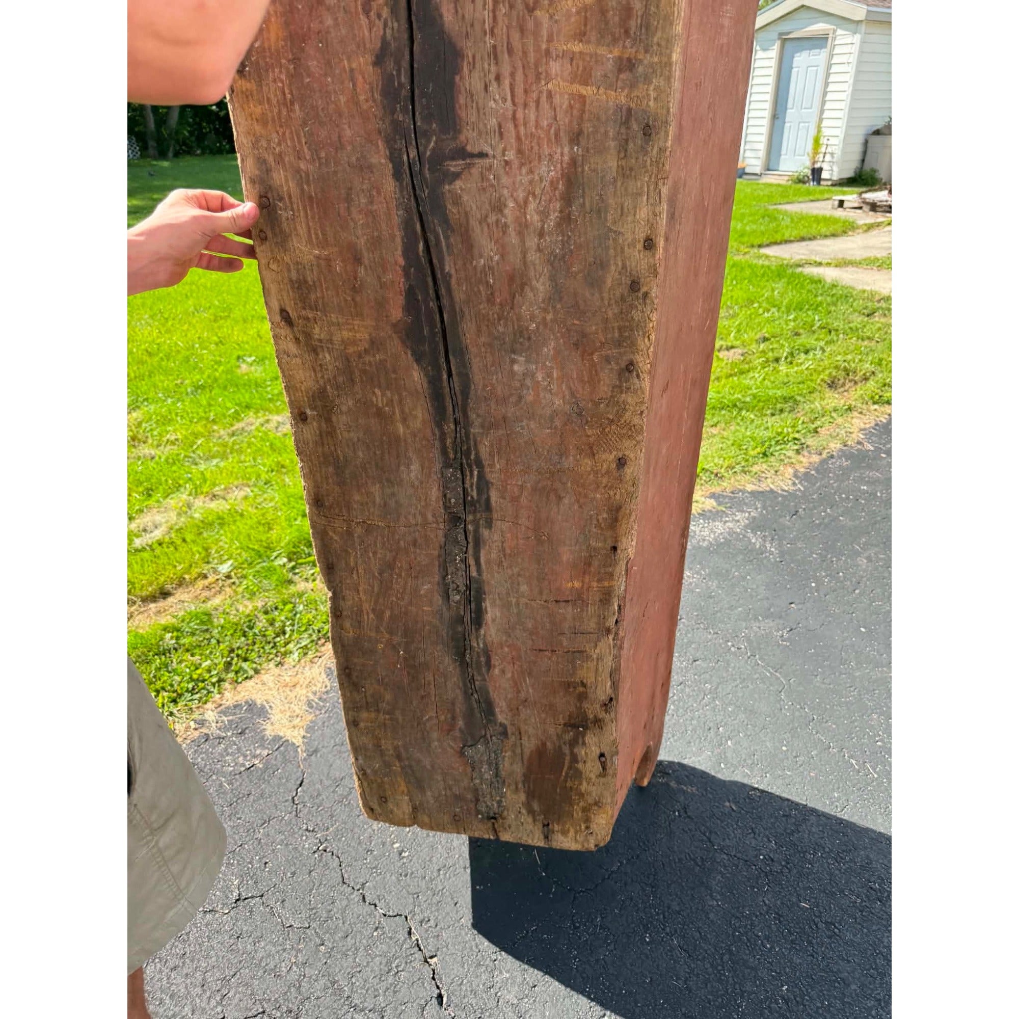 Antique Primitive 19th c. Farm Feed / Grain Trough Bin Original Red Paint Planter Display