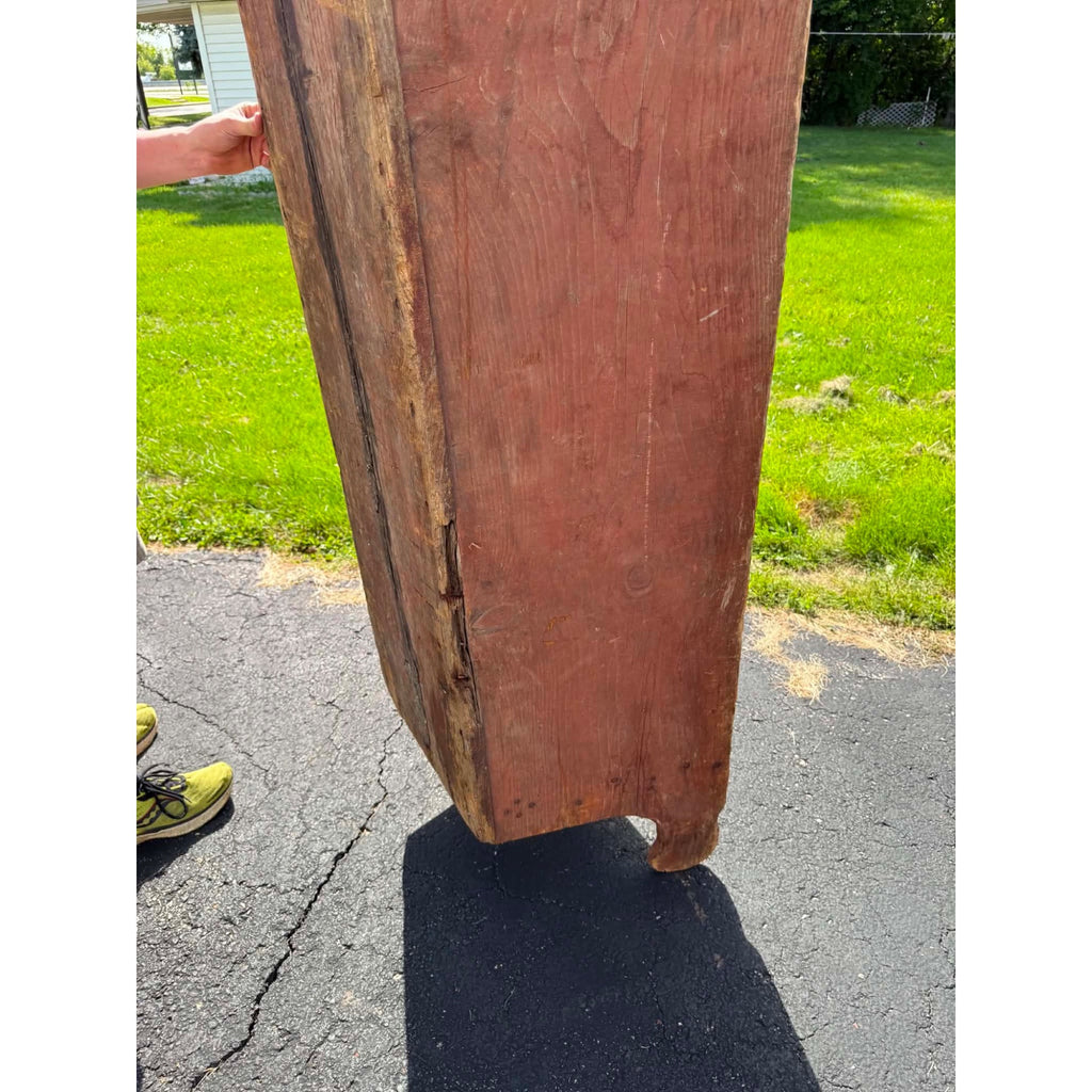 Antique Primitive 19th c. Farm Feed / Grain Trough Bin Original Red Paint Planter Display