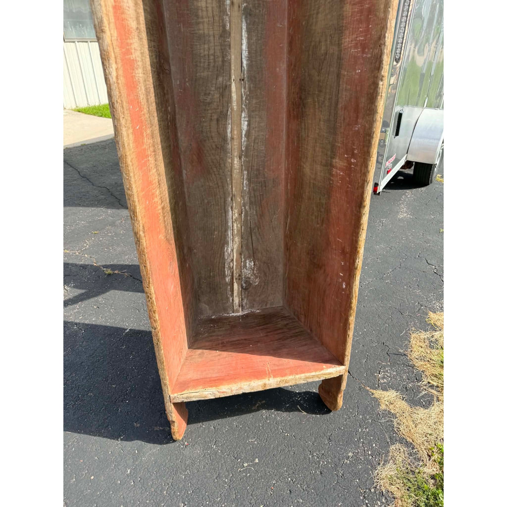 Antique Primitive 19th c. Farm Feed / Grain Trough Bin Original Red Paint Planter Display