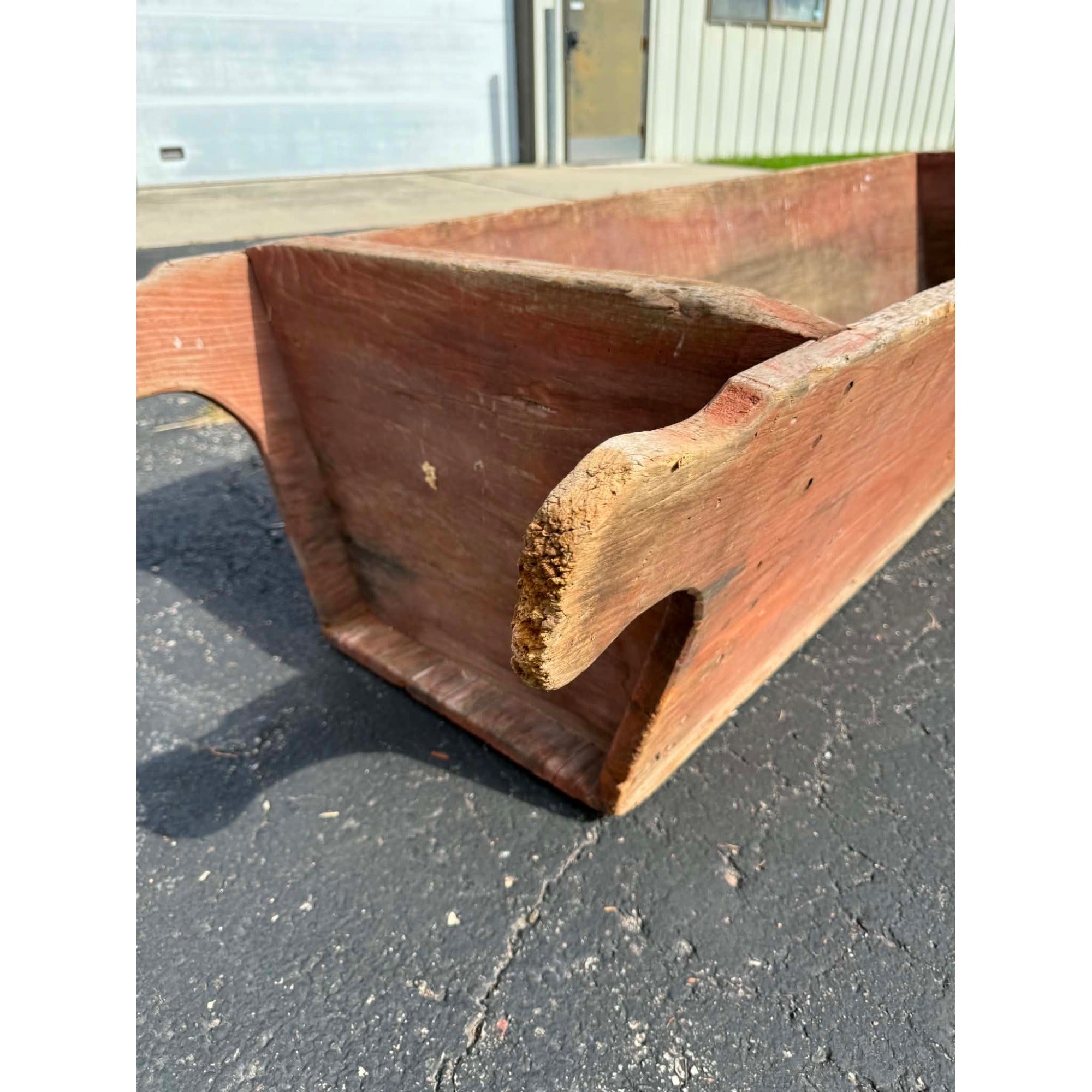 Antique Primitive 19th c. Farm Feed / Grain Trough Bin Original Red Paint Planter Display