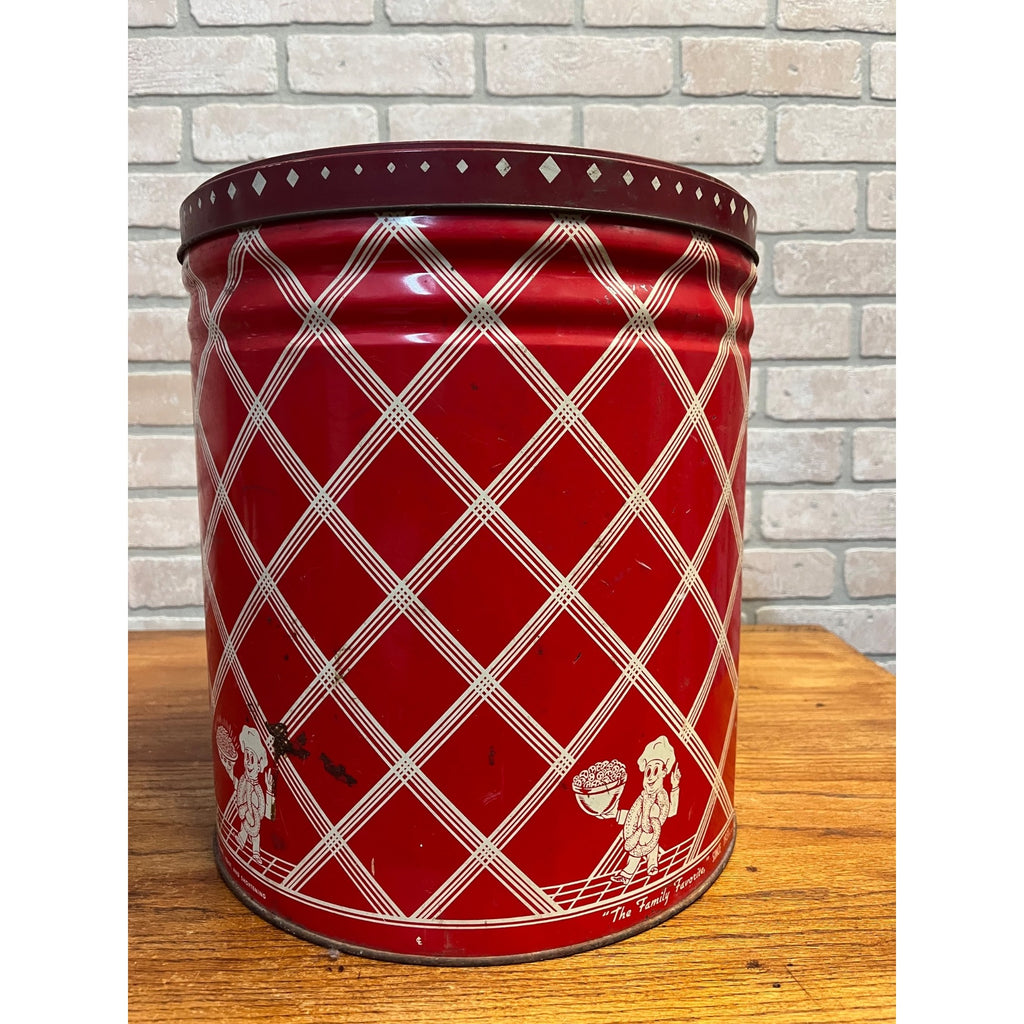 Vintage Billy's Bretzels Pretzels & Gems Large Tin Can w/ Lid - Reading PA Metal