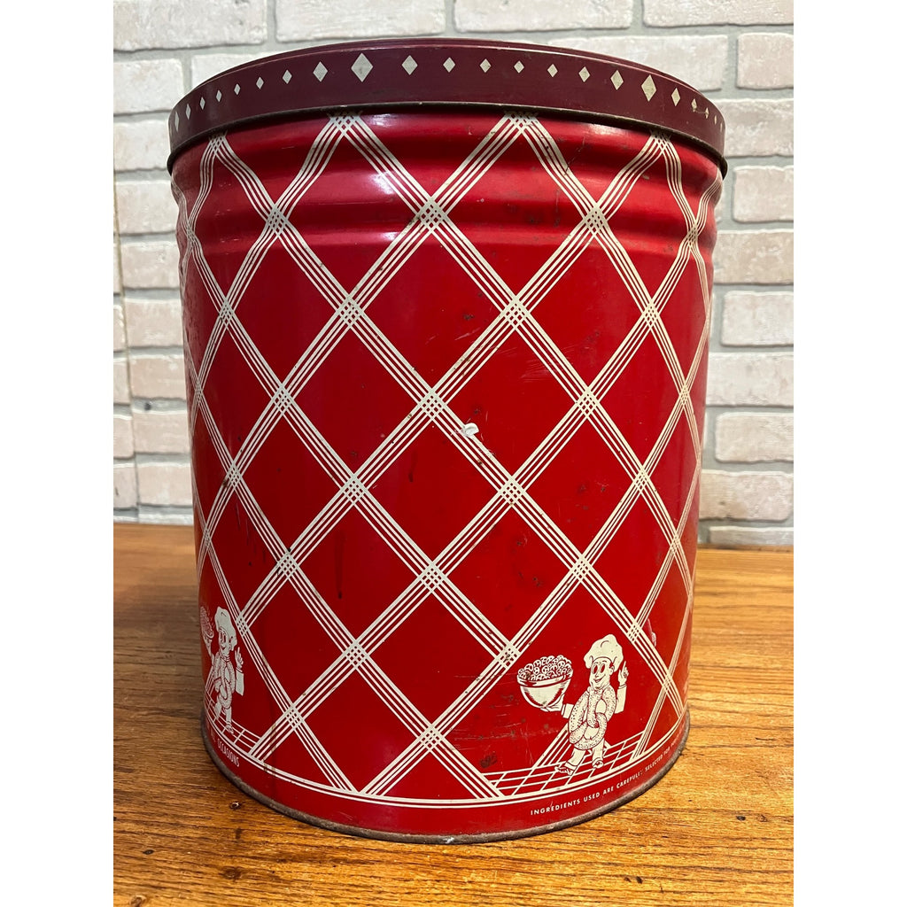 Vintage Billy's Bretzels Pretzels & Gems Large Tin Can w/ Lid - Reading PA Metal