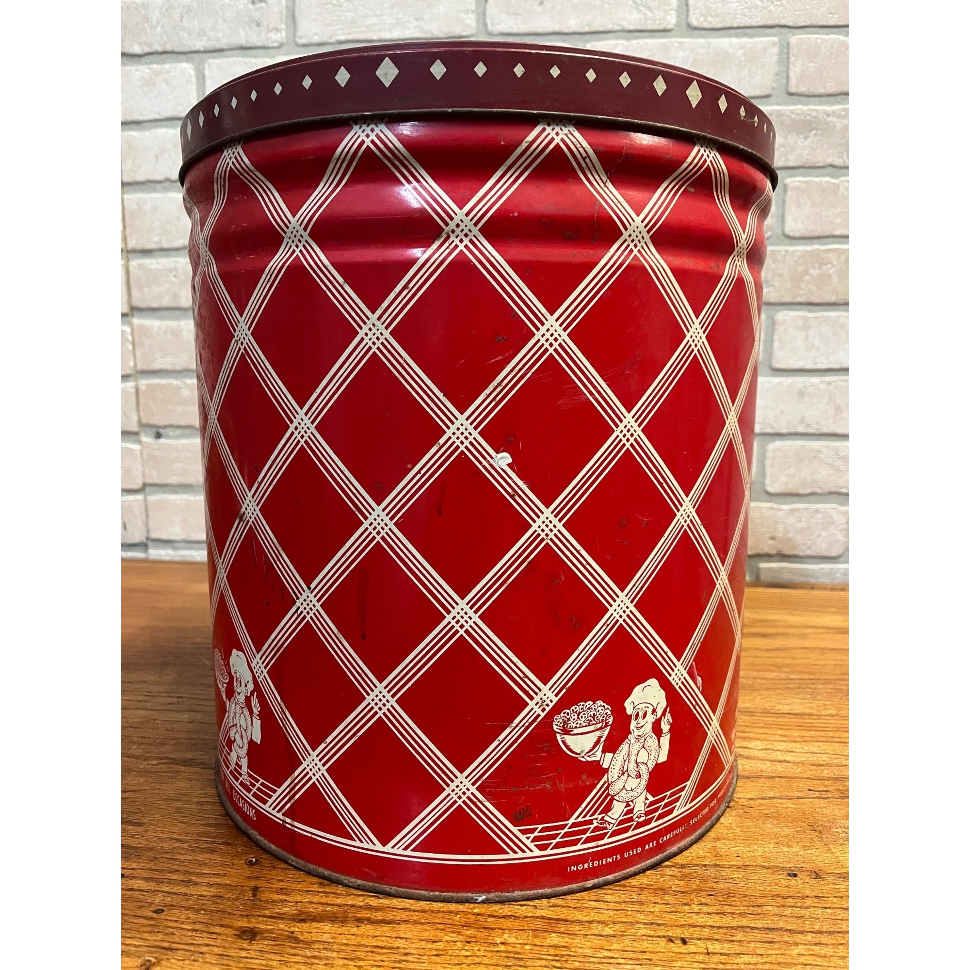 Vintage Billy's Bretzels Pretzels & Gems Large Tin Can w/ Lid - Reading PA Metal