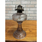 Antique EAPG Light Amethyst Purple Glass Oil Lamp w/ Queen Anne No. 2 Burner