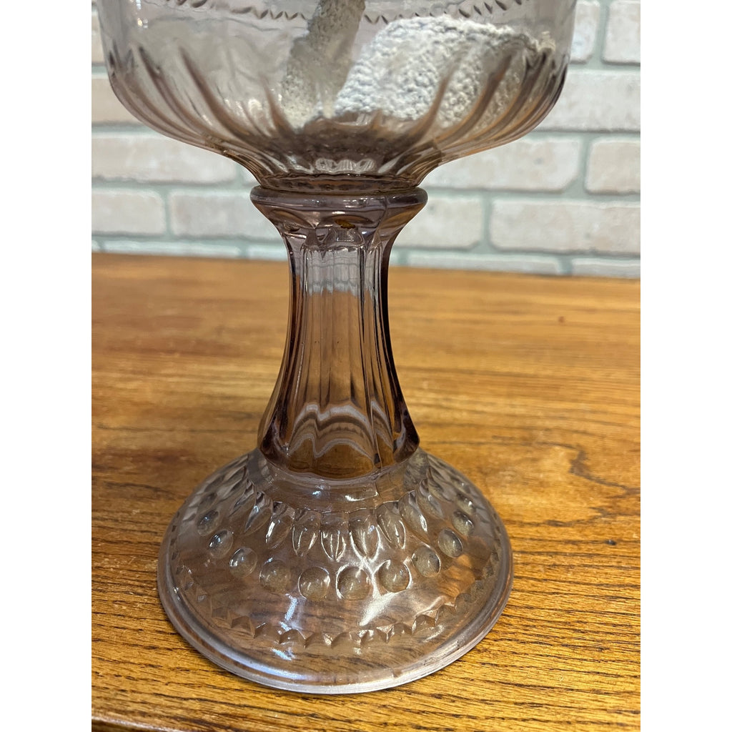 Antique EAPG Light Amethyst Purple Glass Oil Lamp w/ Queen Anne No. 2 Burner
