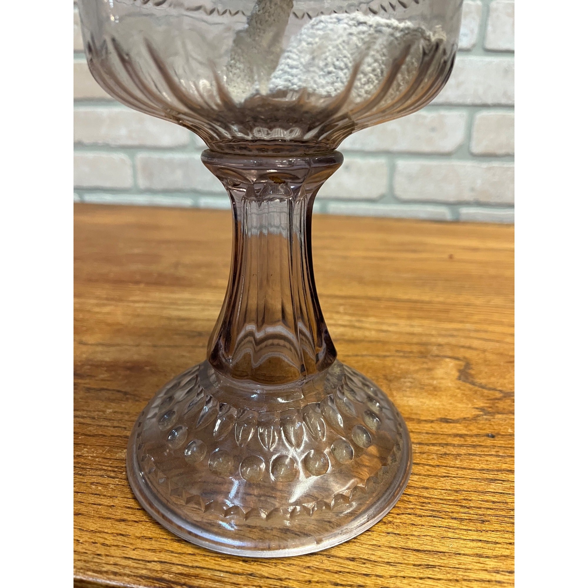 Antique EAPG Light Amethyst Purple Glass Oil Lamp w/ Queen Anne No. 2 Burner