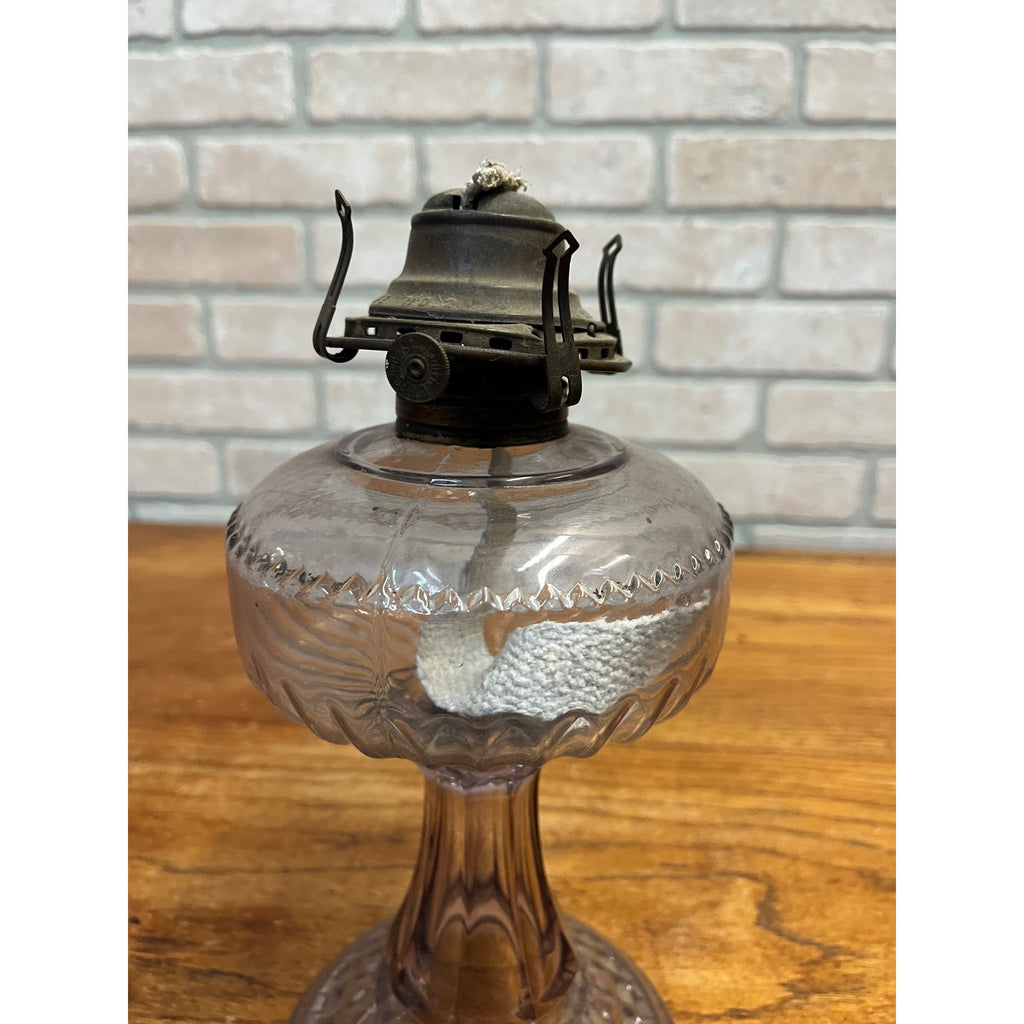 Antique EAPG Light Amethyst Purple Glass Oil Lamp w/ Queen Anne No. 2 Burner