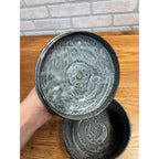 Antique Primitive Gray Enamel Graniteware Berry Bucket / Lunch Pail Lidded Farmhouse Decor