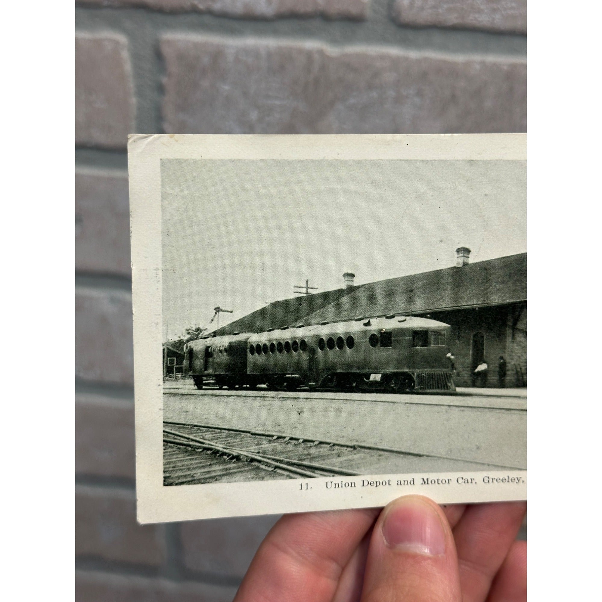 Greeley CO Colorado RPPC Postcard Union Depot & Motor Car 1908 Vintage
