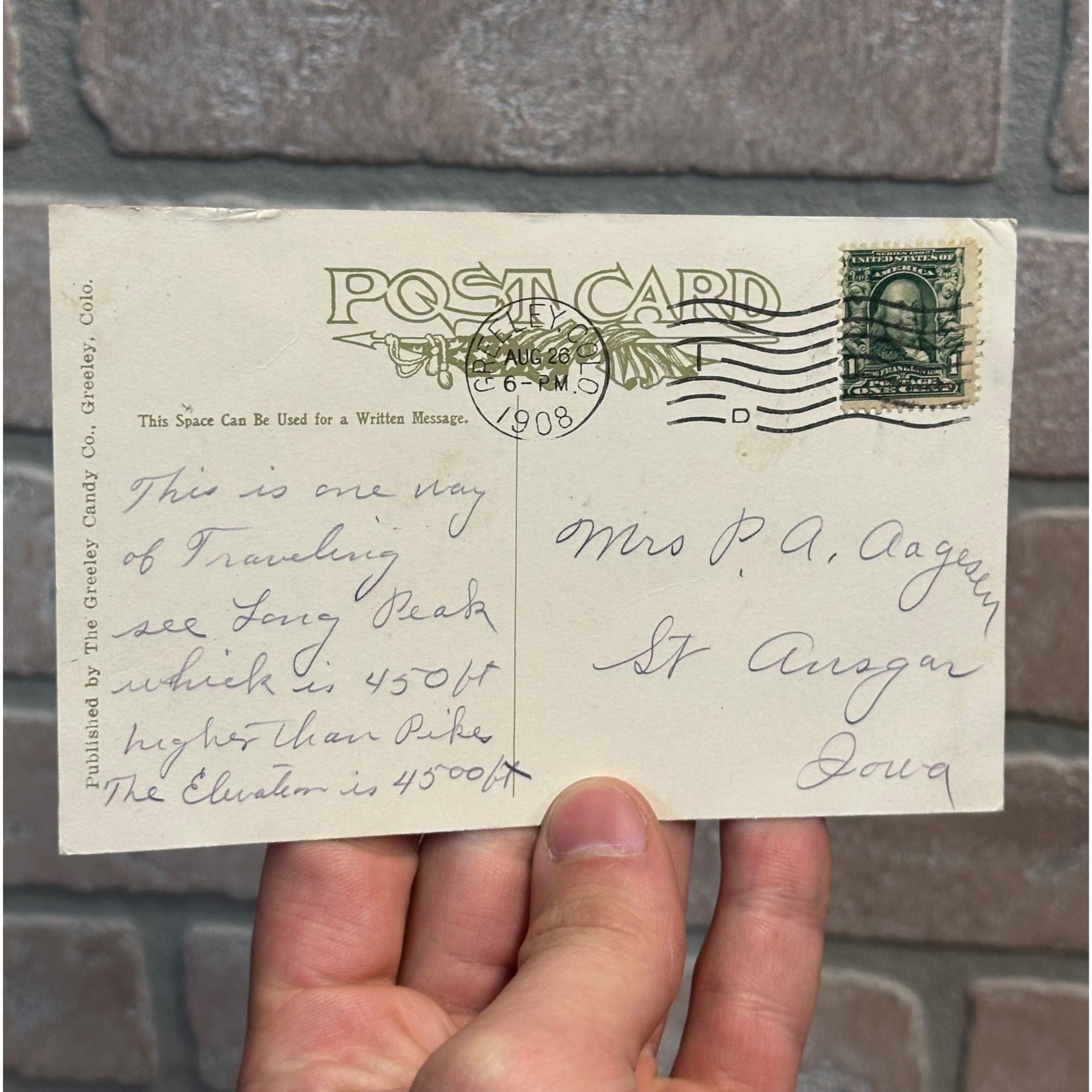 Greeley CO Colorado RPPC Postcard Union Depot & Motor Car 1908 Vintage