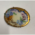 Antique Victorian Edwardian Hand Painted Porcelain Forget Me Not Brooch Pin